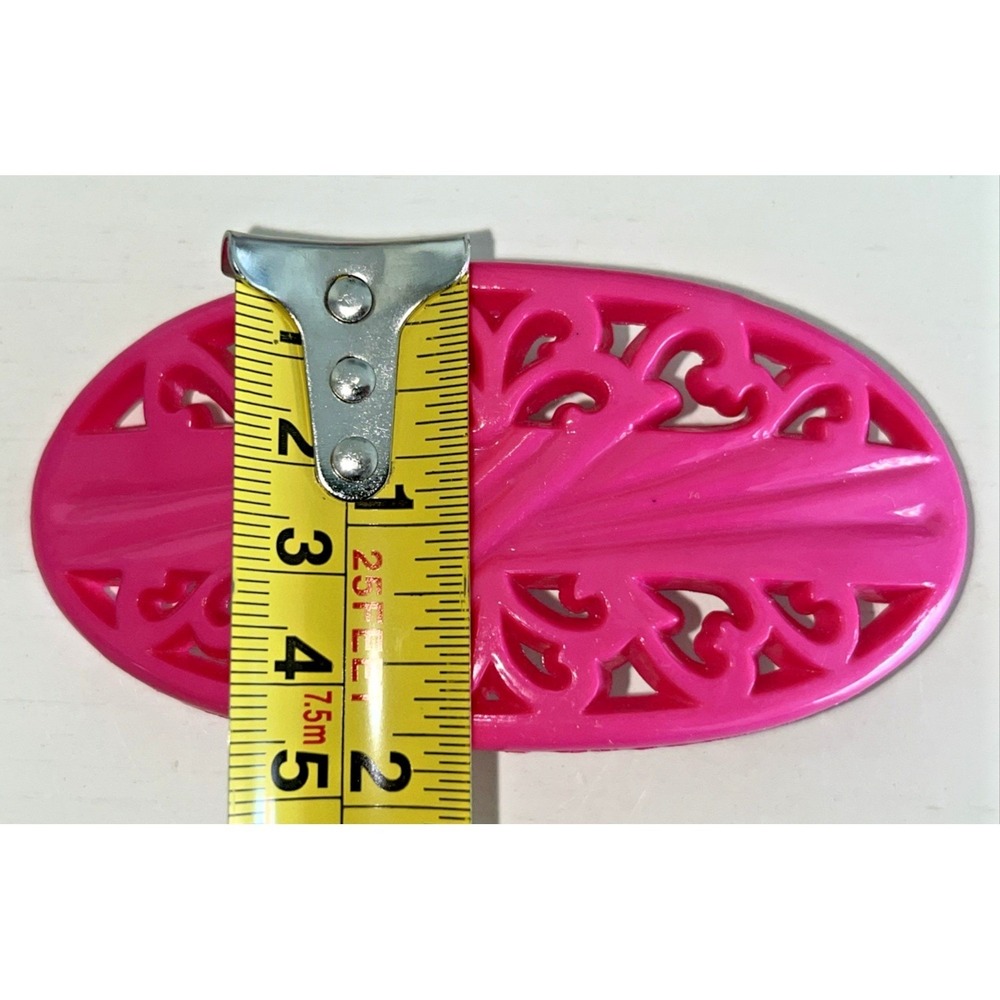 Vintage Barrette Hair Clip 80s Hot Pink Acrylic Plastic Made in Taiwan - Picture 5 of 6